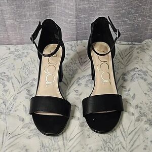 Sugar Women's Black Ankle Strap Heels